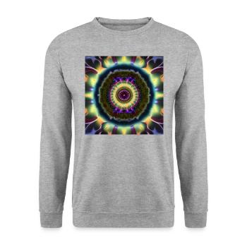 Mandelbrot Mandala in 3D - Unisex Pullover - Weißgrau meliert - Vorne - Alina (178cm) & Michal (187cm)