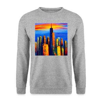 New York skyscrapers during sunset - Unisex Sweatshirt - salt & pepper - Front - Alina (178cm) & Michal (187cm)