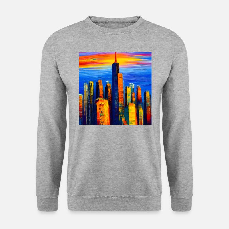 Gratte-ciel de New York au coucher du soleil - Sweat-shirt Unisexe - gris chiné