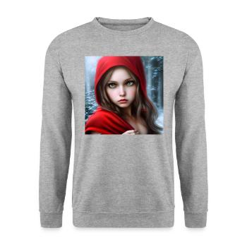 Rotkäppchen im Winterwald - Märchen - Unisex Pullover - Weißgrau meliert - Vorne - Alina (178cm) & Michal (187cm)