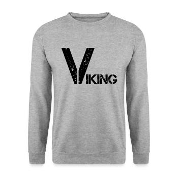 Viking avec un grand « V » - Sweat-shirt Unisexe - gris chiné - Devant - Alina (178cm) & Michal (187cm)