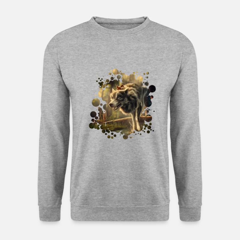 Freunde Wolf Eichhörnchen - Unisex Pullover - Weißgrau meliert