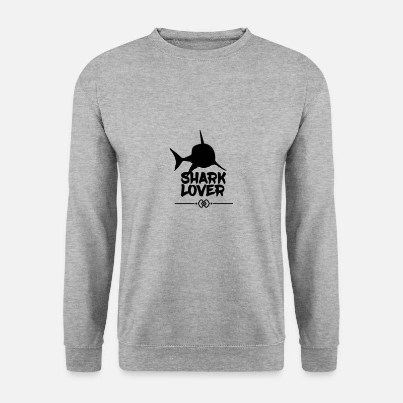 Shark lover ... Hai liebhaber - Unisex Pullover - Weißgrau meliert
