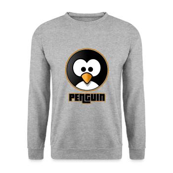 Penguin in ice - Pinguin im Eis - Unisex Pullover - Weißgrau meliert - Vorne - Alina (178cm) & Michal (187cm)