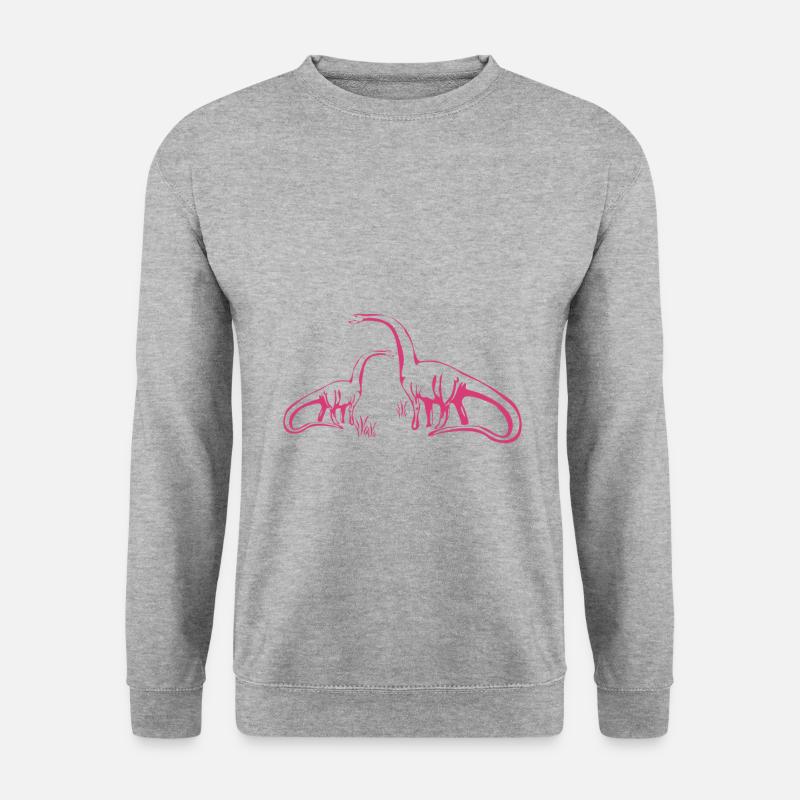 Dino couple - Dino Paar - Unisex Pullover - Weißgrau meliert