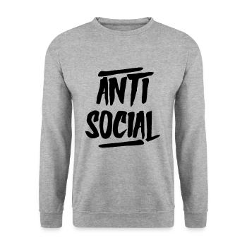 AntiSocial II B - Sweat-shirt Unisexe - gris chiné - Devant - Alina (178cm) & Michal (187cm)