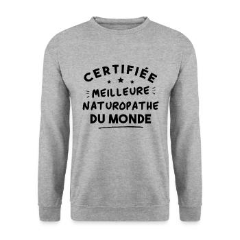 Zertifiziert bester Heilpraktiker der Welt - Unisex Pullover - Weißgrau meliert - Vorne - Alina (178cm) & Michal (187cm)