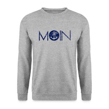 Moin Anker Hamburg Norddeutschland - Unisex Pullover - Weißgrau meliert - Vorne - Alina (178cm) & Michal (187cm)