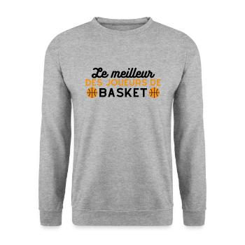 T shirt basket Le meilleur des joueurs de basket - Sweat-shirt Unisexe - gris chiné - Devant - Alina (178cm) & Michal (187cm)