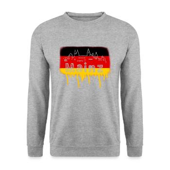 mainz ,deutschland, flagge,skline,graffiti - Unisex Pullover - Weißgrau meliert - Vorne - Alina (178cm) & Michal (187cm)