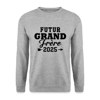 Futur Grand Frère 2025 - Sweat-shirt Unisexe - gris chiné - Devant - Alina (178cm) & Michal (187cm)