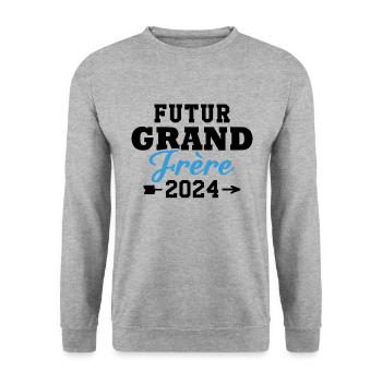 Futur Grand Frère 2024 - Sweat-shirt Unisexe - gris chiné - Devant - Alina (178cm) & Michal (187cm)