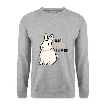 Énonciations drôles l'animal en moi lapin à longues oreilles - Sweat-shirt Unisexe - gris chiné - Devant - Alina (178cm) & Michal (187cm)
