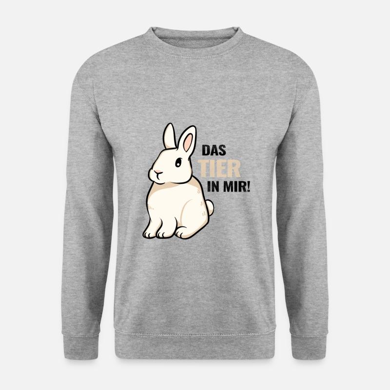 Lustige Sprüche das Tier in mir Häschen Langohr - Unisex Pullover - Weißgrau meliert