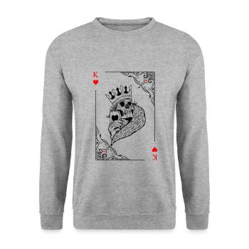 Cartes cartes Cartes Cartes Jeux de cœur - Sweat-shirt Unisexe - gris chiné - Devant - Alina (178cm) & Michal (187cm)