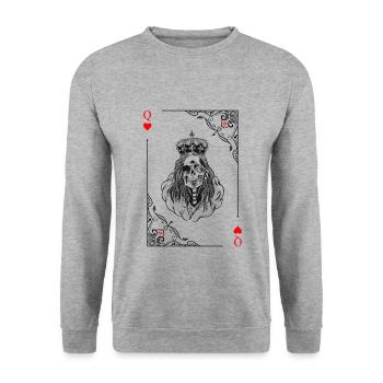 Card Symbols Playing Cards Heart Checkers Card Game - Unisex Sweatshirt - salt & pepper - Front - Alina (178cm) & Michal (187cm)