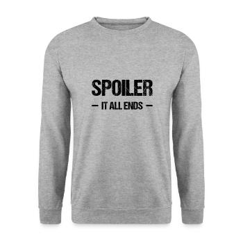 Spoiler - it all ends - Unisex Sweatshirt - salt & pepper - Front - Alina (178cm) & Michal (187cm)