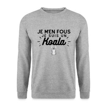 T-shirt Je m'en fous je suis un koala Humour - Sweat-shirt Unisexe - gris chiné - Devant - Alina (178cm) & Michal (187cm)
