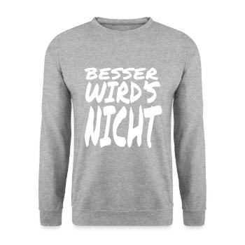 Besser - Unisex Pullover - Weißgrau meliert - Vorne - Alina (178cm) & Michal (187cm)