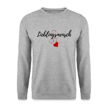 Lieblingsmensch - Unisex Pullover - Weißgrau meliert - Vorne - Alina (178cm) & Michal (187cm)