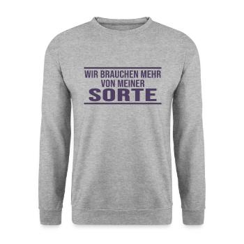 chefsache meme coole sprüche real life statement - Unisex Pullover - Weißgrau meliert - Vorne - Alina (178cm) & Michal (187cm)