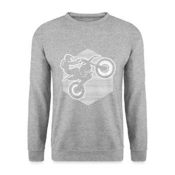 Motocross Herren Dirtbike Freestyle Motocross - Unisex Pullover - Weißgrau meliert - Vorne - Alina (178cm) & Michal (187cm)