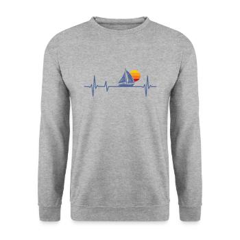 Sailing Heartbeat Sailor Capitaine de voilier - Sweat-shirt Unisexe - gris chiné - Devant - Alina (178cm) & Michal (187cm)
