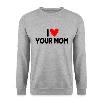 I Love Your Mom - Unisex Pullover - Weißgrau meliert - Vorne - Alina (178cm) & Michal (187cm)
