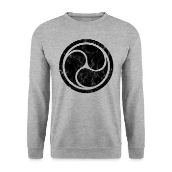 Triple Yin Yang, Tao, Zen Buddhism, Tibet, Japan - Unisex Sweatshirt - salt & pepper - Front - Alina (178cm) & Michal (187cm)