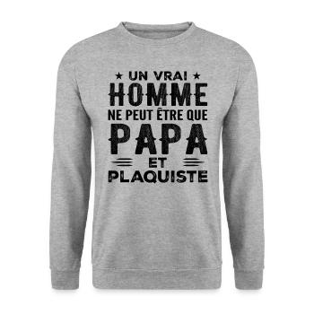 A Real Man Is Only Dad and Plasterer - Unisex Sweatshirt - salt & pepper - Front - Alina (178cm) & Michal (187cm)