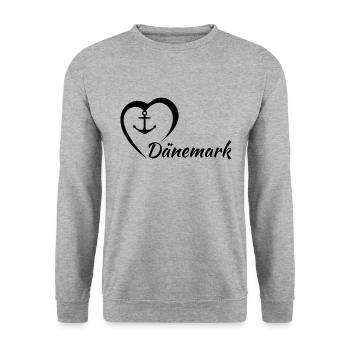 Dänemark - Herz und Anker - Unisex Pullover - Weißgrau meliert - Vorne - Alina (178cm) & Michal (187cm)