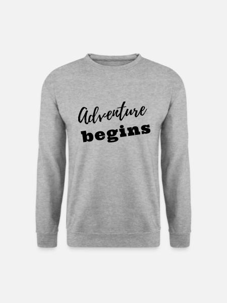 Adventure begins - Unisex Pullover - Weißgrau meliert
