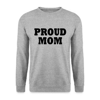 Proud mom - Unisex Pullover - Weißgrau meliert - Vorne - Alina (178cm) & Michal (187cm)