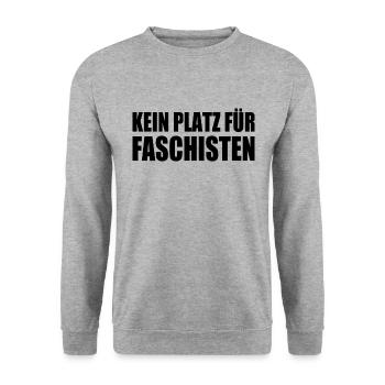 kein platz für faschisten - Unisex Pullover - Weißgrau meliert - Vorne - Alina (178cm) & Michal (187cm)