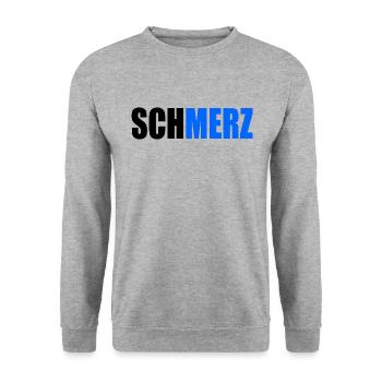 Schmerz no merz - Unisex Pullover - Weißgrau meliert - Vorne - Alina (178cm) & Michal (187cm)