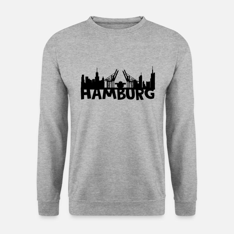 Hamburg Skyline - Unisex Pullover - Weißgrau meliert