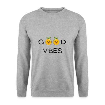 Good Vibes! gift idea to offer - Unisex Sweatshirt - salt & pepper - Front - Alina (178cm) & Michal (187cm)