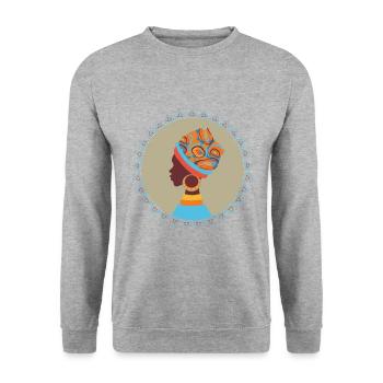 African Woman - Unisex Pullover - Weißgrau meliert - Vorne - Alina (178cm) & Michal (187cm)