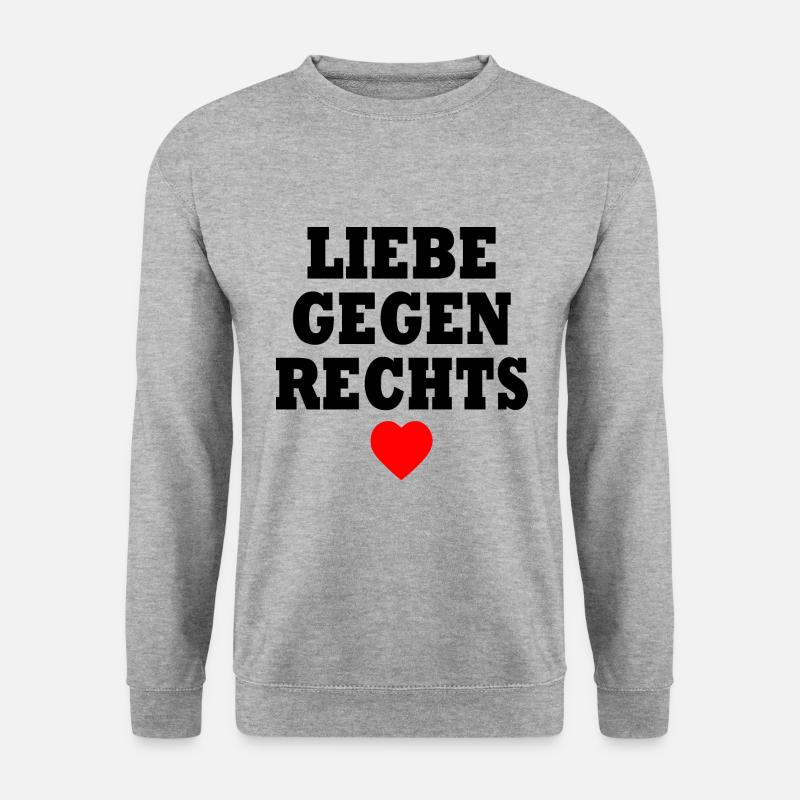 Liebe gegen rechts - Unisex Pullover - Weißgrau meliert