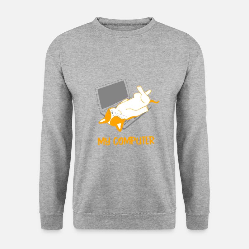 Cat lying on laptop gift - Unisex Sweatshirt - salt & pepper