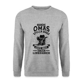 Line Dance Oma Tanzen Country Musik Großmu - Unisex Pullover - Weißgrau meliert - Vorne - Alina (178cm) & Michal (187cm)