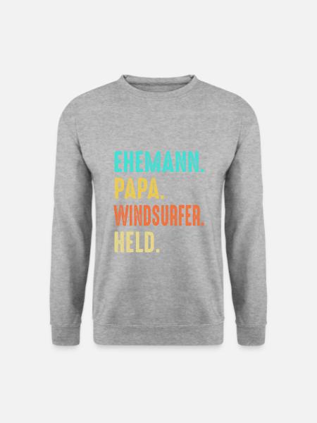 Windsurfen Papa Vater Windsurfer Surfer Vatertag - Unisex Pullover - Weißgrau meliert