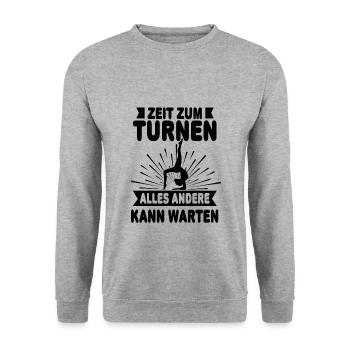Turnen Turner Akrobat Gymnastik Turnhalle Geschenk - Unisex Pullover - Weißgrau meliert - Vorne - Alina (178cm) & Michal (187cm)