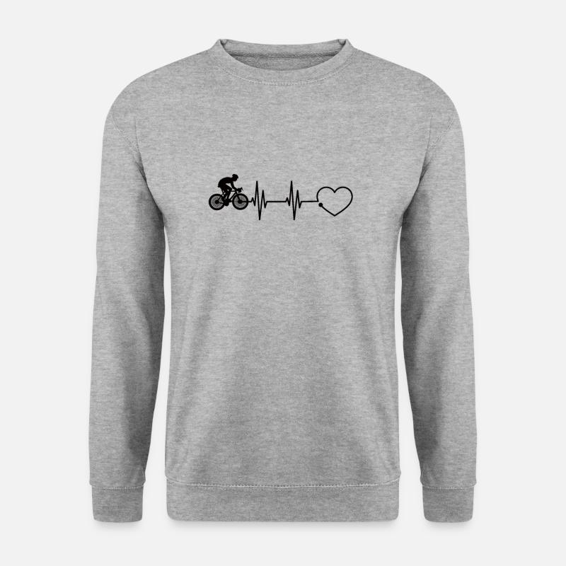 Vélo de course battement de coeur vélo course - Sweat-shirt Unisexe - gris chiné