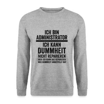 Admin Systemadministrator Lustige Sprüche - Unisex Pullover - Weißgrau meliert - Vorne - Alina (178cm) & Michal (187cm)