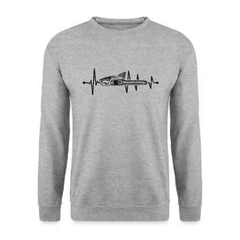 Tronçonneuse Heartbeat Tronçonneuse en bois Bûcheron - Sweat-shirt Unisexe - gris chiné - Devant - Alina (178cm) & Michal (187cm)