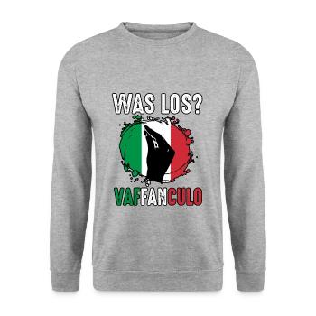 Italien Italiener Vaffanculo - Unisex Pullover - Weißgrau meliert - Vorne - Alina (178cm) & Michal (187cm)