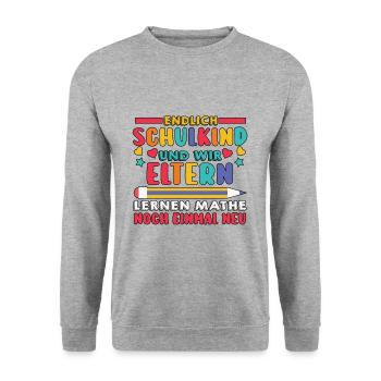 Parents Écolier École primaire Première classe Inscription - Sweat-shirt Unisexe - gris chiné - Devant - Alina (178cm) & Michal (187cm)
