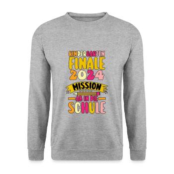 1st class school child beginning of school kindergarten day care E - Unisex Sweatshirt - salt & pepper - Front - Alina (178cm) & Michal (187cm)