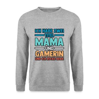 Mom Gamer Gamer Gaming Mom - Unisex Sweatshirt - salt & pepper - Front - Alina (178cm) & Michal (187cm)